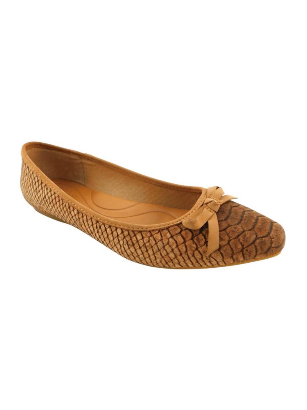 BORN Bow Natural Snake Embossed Cork Ballet Flats 8